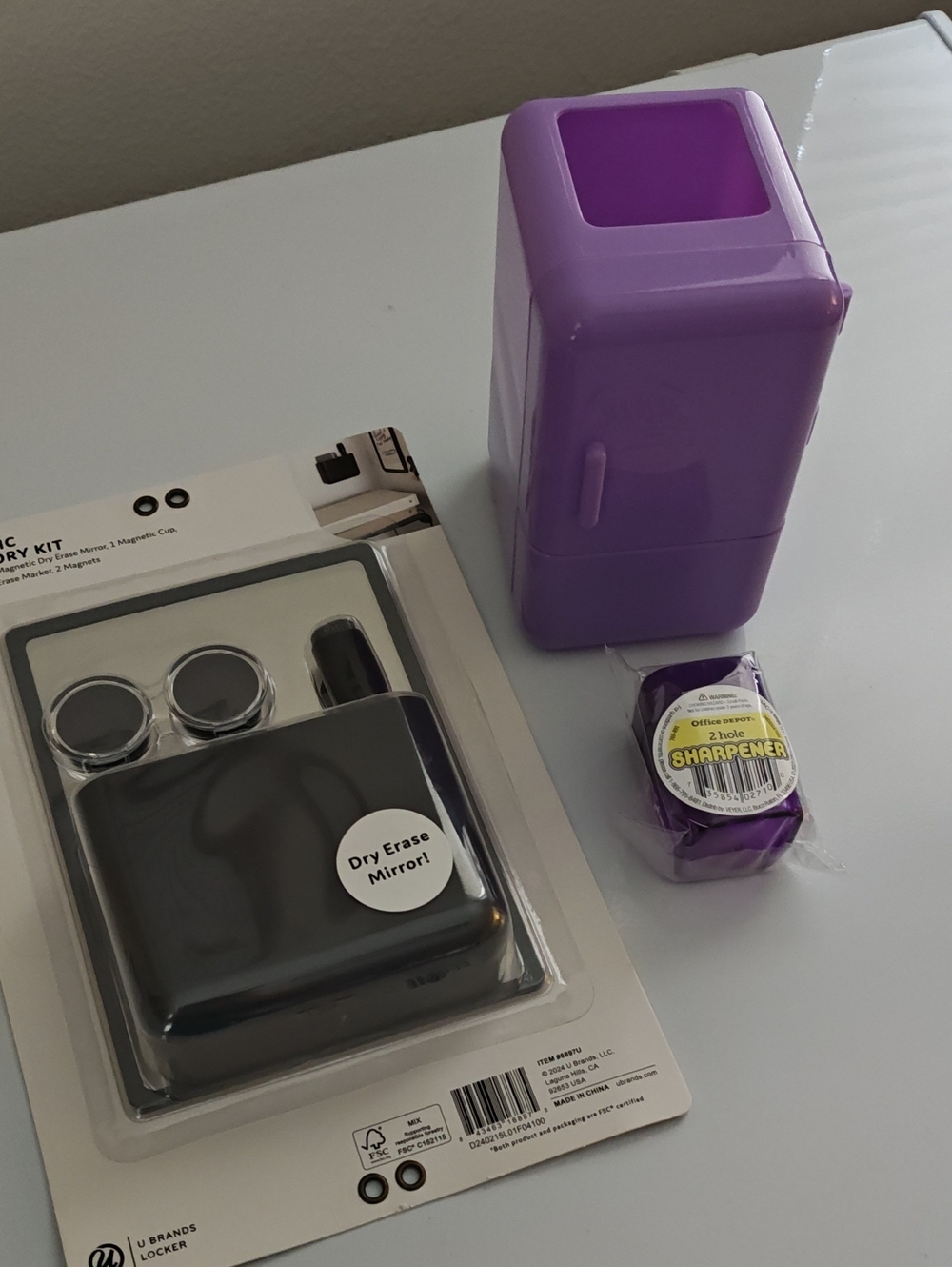 Purple Pencil Sharpener and Desk Organizer Set
